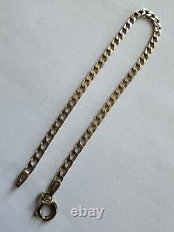 UNISEX Hallmarked 9Ct Gold Flat Curb-Link Chain Bracelet Import LDN 1976 2.85Gr