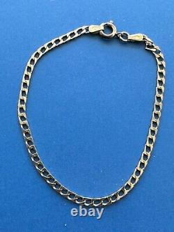 UNISEX Hallmarked 9Ct Gold Flat Curb-Link Chain Bracelet Import LDN 1976 2.85Gr