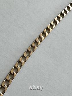 UNISEX Hallmarked 9Ct Gold Flat Curb-Link Chain Bracelet Import LDN 1976 2.85Gr