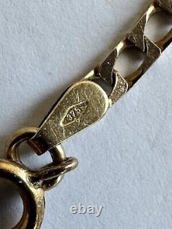 UNISEX Hallmarked 9Ct Gold Flat Curb-Link Chain Bracelet Import LDN 1976 2.85Gr