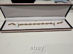 UNOAERRE ITALY 100% 9CT YELLOW GOLD 7.5 FANCY PATTERN BALL RIDGED BRACELET 5.9g