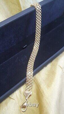 Uk Hallmarked, SOLID, 9ct yellow gold Bizmark bracelet. 9ct yellow gold. 7.5 inches