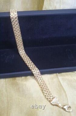 Uk Hallmarked, SOLID, 9ct yellow gold Bizmark bracelet. 9ct yellow gold. 7.5 inches