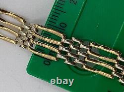 Unique 9ct 2 Toned Yellow Gold Gate Bracelet 19.4 cm / 7.5 Inch