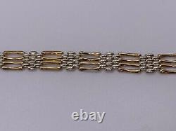 Unique 9ct 2 Toned Yellow Gold Gate Bracelet 19.4 cm / 7.5 Inch