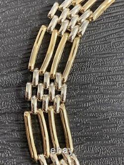 Unique 9ct 2 Toned Yellow Gold Gate Bracelet 19.4 cm / 7.5 Inch