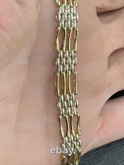 Unique 9ct 2 Toned Yellow Gold Gate Bracelet 19.4 cm / 7.5 Inch