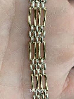 Unique 9ct 2 Toned Yellow Gold Gate Bracelet 19.4 cm / 7.5 Inch