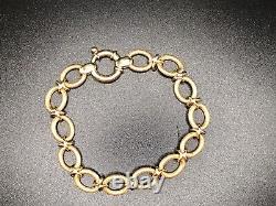 Unique 9ct Gold Oval Link Bracelet 21cm / 8.26 Inch