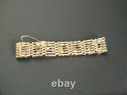Unusual Vintage Solid 9ct Yellow Gold Gate Bracelet with Heart Lock