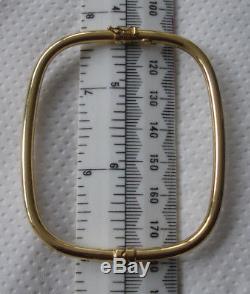 Unusual rectangular shape 3mm 9ct gold 375 hinged bangle 4.74gm