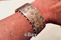 VICTORIAN WIDE 9ct GOLD ON SOLID SILVER HINGED BANGLE BRACELET 35.7 g NICE