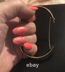 VINTAGE 9CT 375 GoldHinged Bangle 8.4g Large See Description, BEAUTIFUL