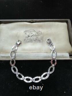 VINTAGE 9ct WHITE GOLD FANCY LINK BRACELET 7 Inches