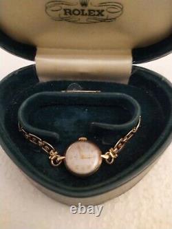 VINTAGE ROLEX 9ct GOLD LADIES WATCH LOVELY LINKS ON BRACELET IN ORIGINAL BOX