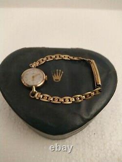 VINTAGE ROLEX 9ct GOLD LADIES WATCH LOVELY LINKS ON BRACELET IN ORIGINAL BOX