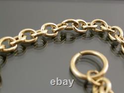 VINTAGE SOLID 9ct GOLD CABLE LINK BRACELET T-Bar & Ring Clasp C. 1990
