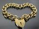 Vintage Solid 9ct Gold Curb Link Bracelet 1966 Heart Padlock Clasp