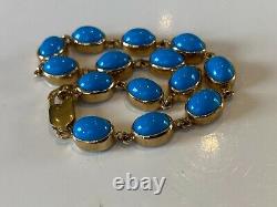 Very Beautiful Vintage 9ct Gold Turquoise Bracelet