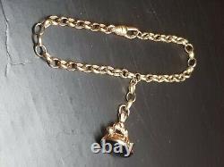 Very Elegant 9ct Gold Gold Fob bracelet hallmarked L 20cm W 4mm & 5.9 Grams