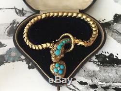 Victorian 9CT Gold Diamond Turquoise Serpent/Snake Bracelet (R2644)