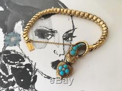 Victorian 9CT Gold Diamond Turquoise Serpent/Snake Bracelet (R2644)