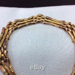 Victorian 9ct 375 Rose Gold Link Bracelet & Heart Padlock 7.1 Grams