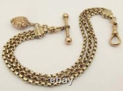 Victorian 9ct Gold 20cms Long Albertina Watch Chain/Bracelet & Puffy Heart Charm