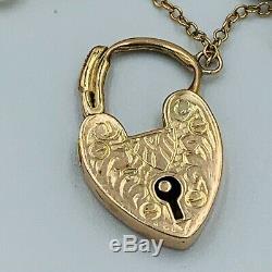 Victorian 9ct Gold 6 Strand Belcher Link 6 Bracelet Heart Lock Fastener #760