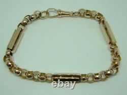 Victorian 9ct Gold Rose Gold Fancy Belcher/bar Linked Bracelet 9.5 Inches