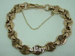 Victorian 9ct Gold Rose/yellow Gold Fancy Linked Bracelet 8.5 Inches