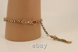 Victorian 9ct Rose Gold Albertina with Tassel Fob. Watch Bracelet 7.5. NICE1