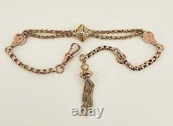 Victorian 9ct Rose Gold Albertina with Tassel Fob. Watch Bracelet 7.5. NICE1