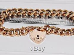 Victorian 9ct Rose Gold Bracelet With Heart Padlock & Safety Chain 16.1 grams