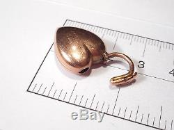 Victorian 9ct Rose Gold Bulbous Heart Padlock Clasp Pendant