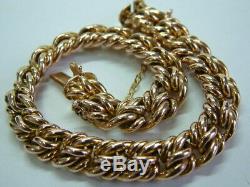 Victorian 9ct Rose Gold Chunky Double Knotted Link Bracelet 7.25 Inches