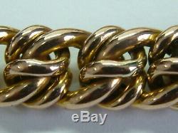 Victorian 9ct Rose Gold Chunky Double Knotted Link Bracelet 7.25 Inches