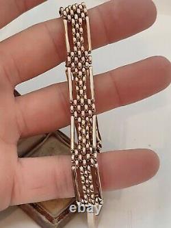 Victorian 9ct Rose Gold Gate Bracelet 4 bar fancy Chain Link