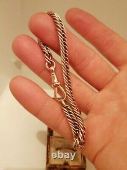 Victorian 9ct Rose Gold Triple Link Chain Bracelet With Bulldog Clasp