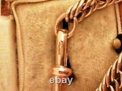 Victorian 9ct Rose Gold Triple Link Chain Bracelet With Bulldog Clasp