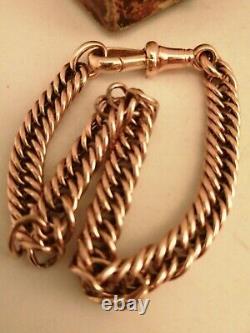 Victorian 9ct Rose Gold Triple Link Chain Bracelet With Bulldog Clasp