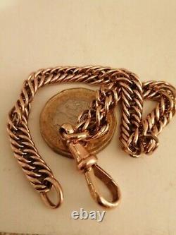 Victorian 9ct Rose Gold Triple Link Chain Bracelet With Bulldog Clasp