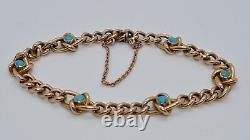 Victorian 9ct Rose Gold & Turquoise Lovers Knot Bracelet Circa 1890