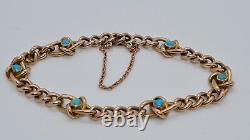 Victorian 9ct Rose Gold & Turquoise Lovers Knot Bracelet Circa 1890