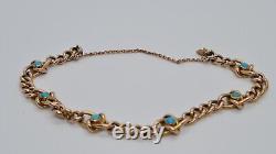 Victorian 9ct Rose Gold & Turquoise Lovers Knot Bracelet Circa 1890