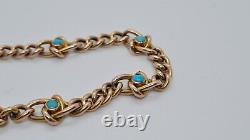 Victorian 9ct Rose Gold & Turquoise Lovers Knot Bracelet Circa 1890