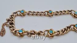 Victorian 9ct Rose Gold & Turquoise Lovers Knot Bracelet Circa 1890