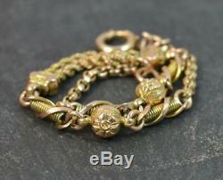 Victorian Fancy Link 9ct Gold 7 Long Bracelet p1809