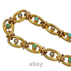 Victorian Gold Turquoise Pearl Bracelet