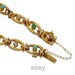 Victorian Gold Turquoise Pearl Bracelet